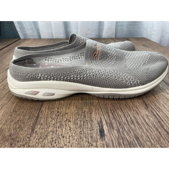Skechers Women's Relaxed Fit Taupe Knit Mule Slip On Comfort Shoes Size 8.5 - Picture 1 of 9